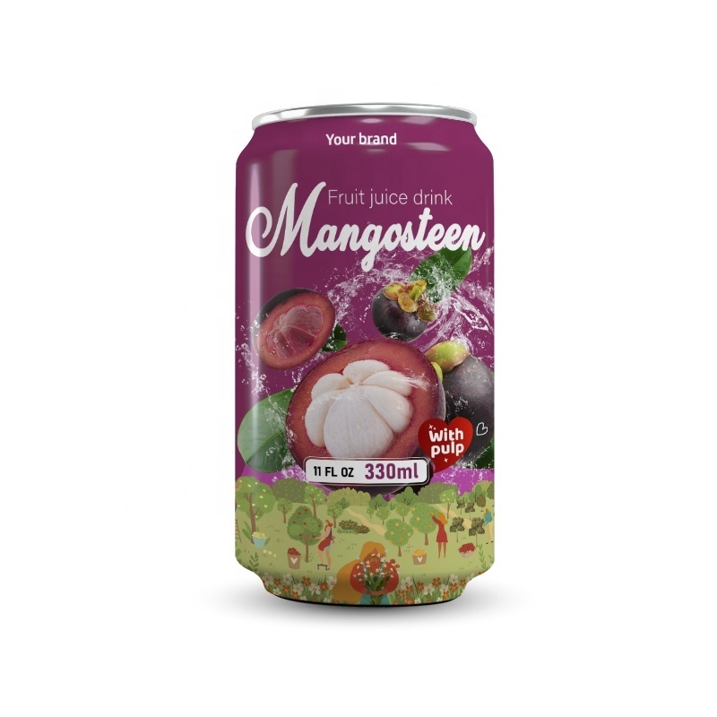 Mangosteen Fruit Juice With Pulp 330ml Can From Vietnam For Export Customize Private Label Free Sample