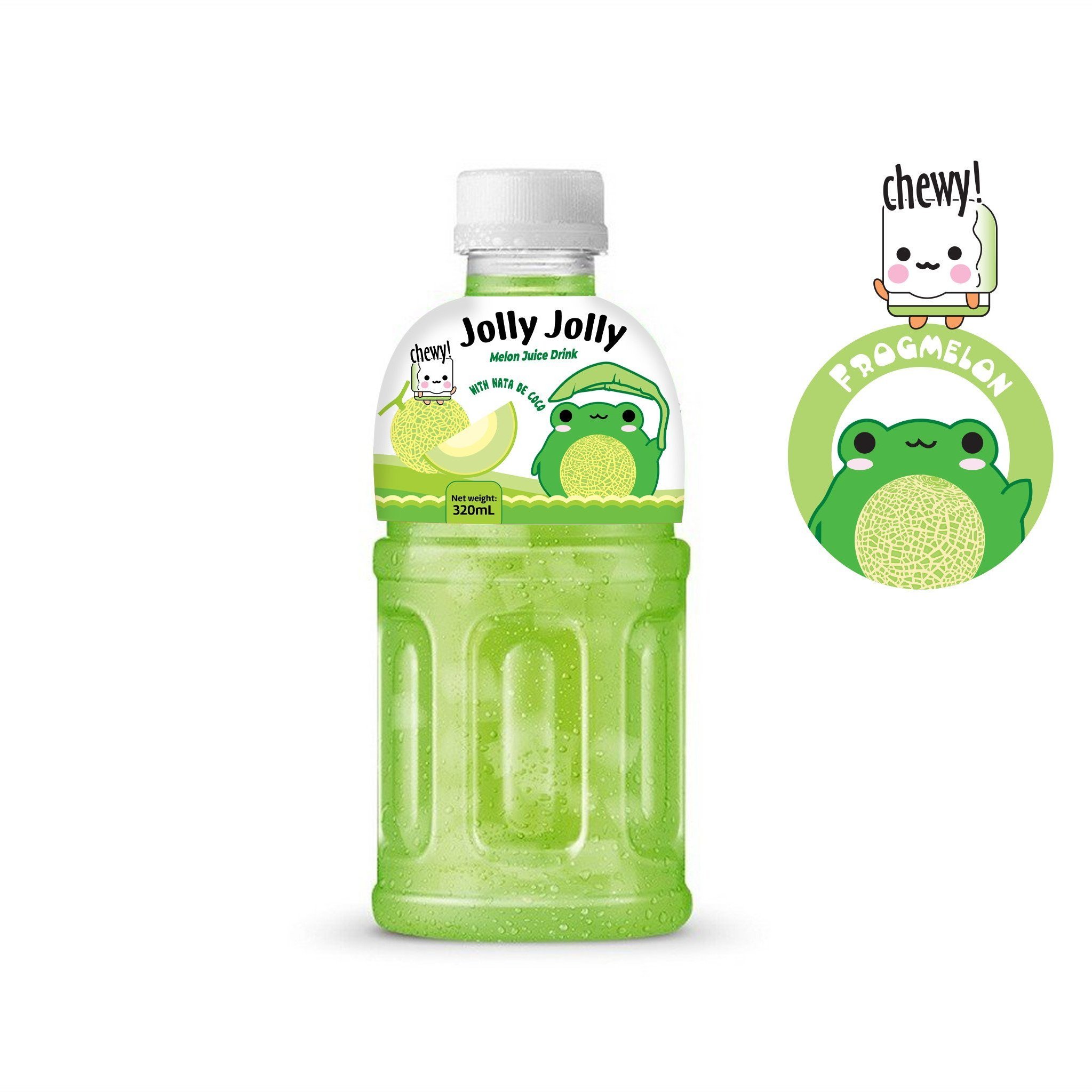 Vietnam Jolly Jolly Juice Nata De Coco and coconut pulp 320ml PET bottled Grape Melon Flavors exotic soft drink - Free Sample