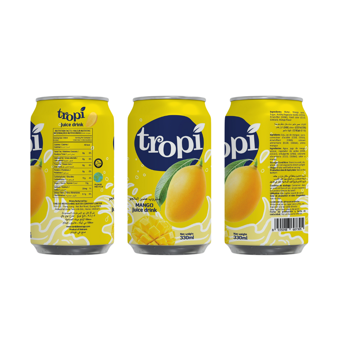 16.57 Fl Oz can Amazing fresh Mango juice drink with pulp 330ml cans Mango juice with Pulp - Free Design