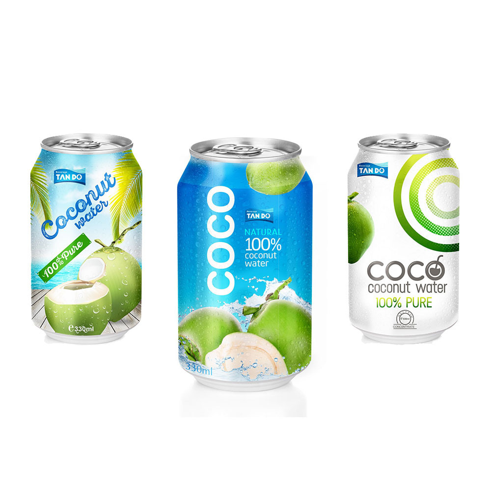 100% Pure Coconut Water in 330ml Canned Factory from Vietnam - Free Design - Free Sample