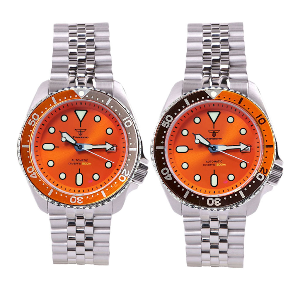 Tandorio Men Watches 41mm Diver Retro Luxury Sapphire NH35 Automatic Mechanical Vintage Watch 20Bar Luminous Orange SKX 120Click