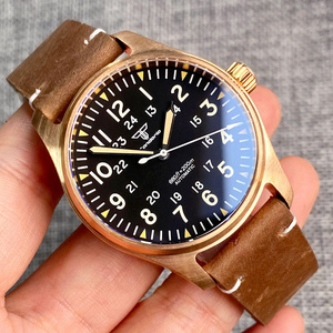 Tandorio Retro Pilot Automatic Watch For Men NH35 200m Waterproof Bronze Wristwatch Vintage Luminous Sapphire Clock 39mm