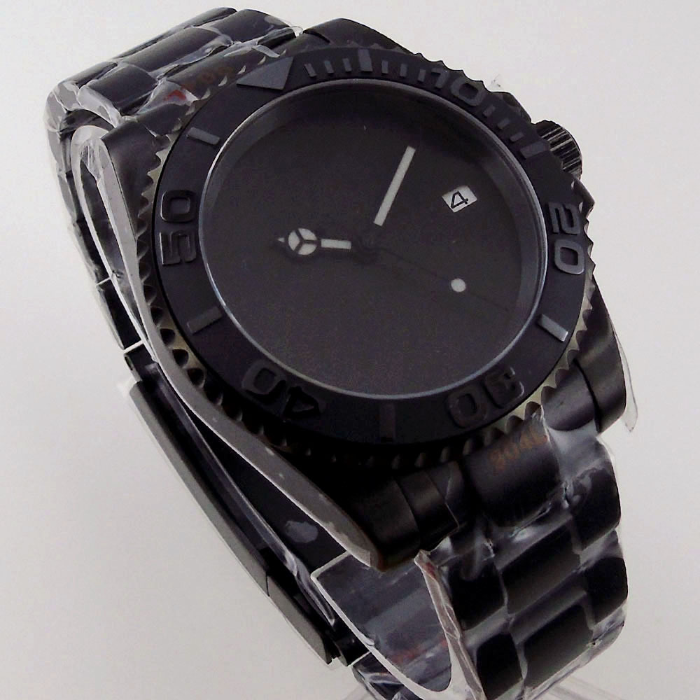 Non-Index Dial Black Sterile Japan NH35A MIYOTA 8215 PT5000 movement Sapphire Glass steel Strap automatic Men Watch