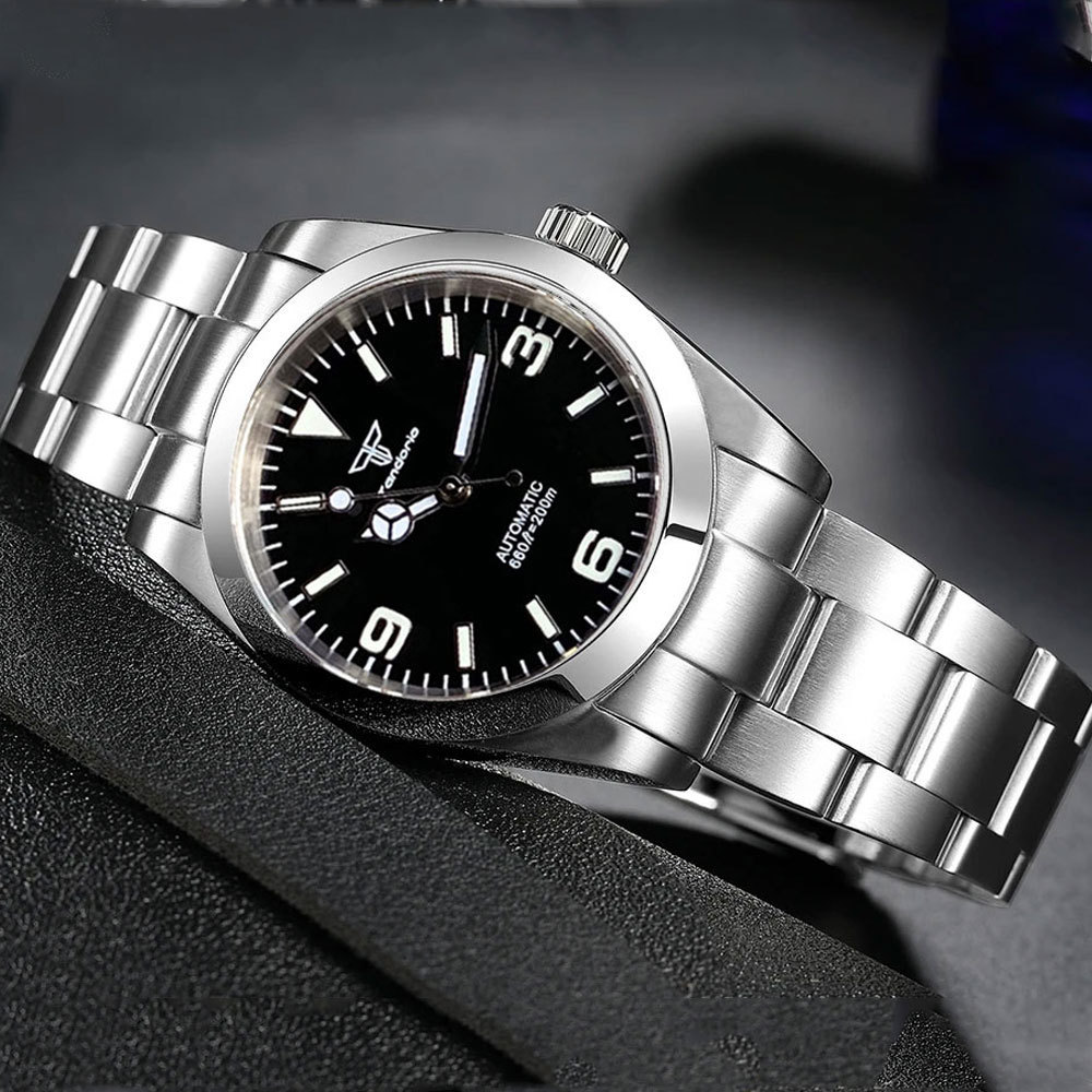 BLIGER NH34 GMT Automatic Watch 100m Waterproof Wristwatch Sapphire Glass 120 clicks Bezel 904L Bracelet Glide Lock SUB Case