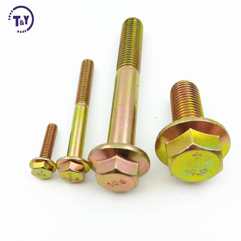 Grade 10.8 10.9 astm a307 anodised full thread flanged hex head screw bolt