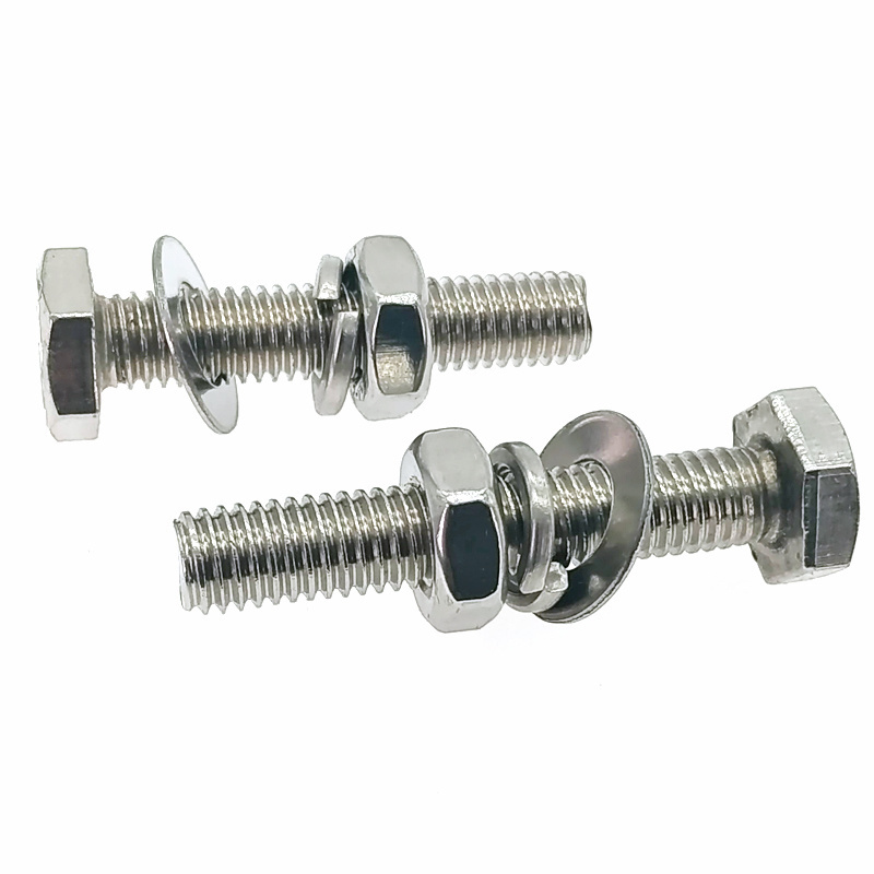 A2 70 stainless steel full thread hex head bolts with nut and washer