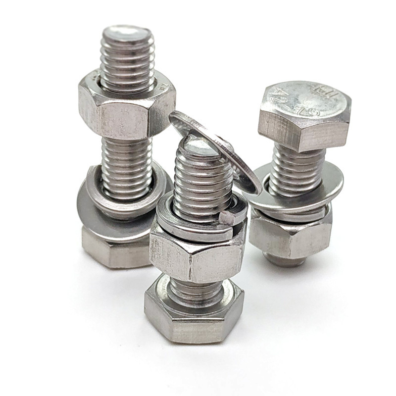 A2 70 stainless steel full thread hex head bolts with nut and washer