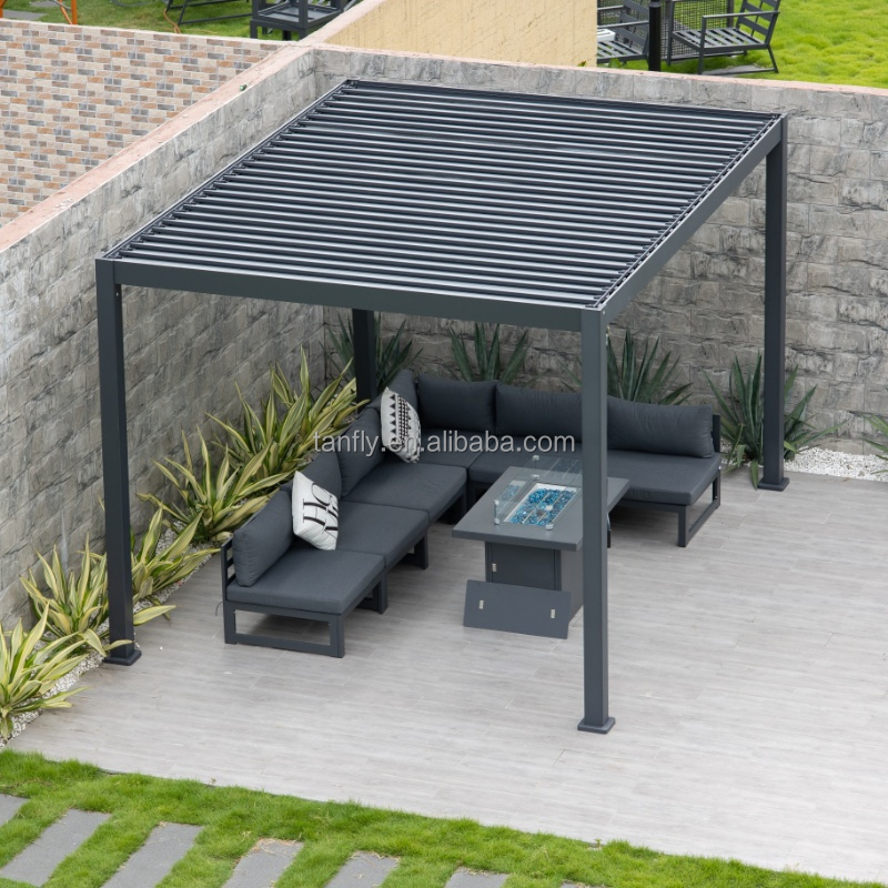 Garden Louvered Pergola Aluminum Outdoor Gazebo Waterproof Pavilion Adjustable Louvers Pergola Canopy