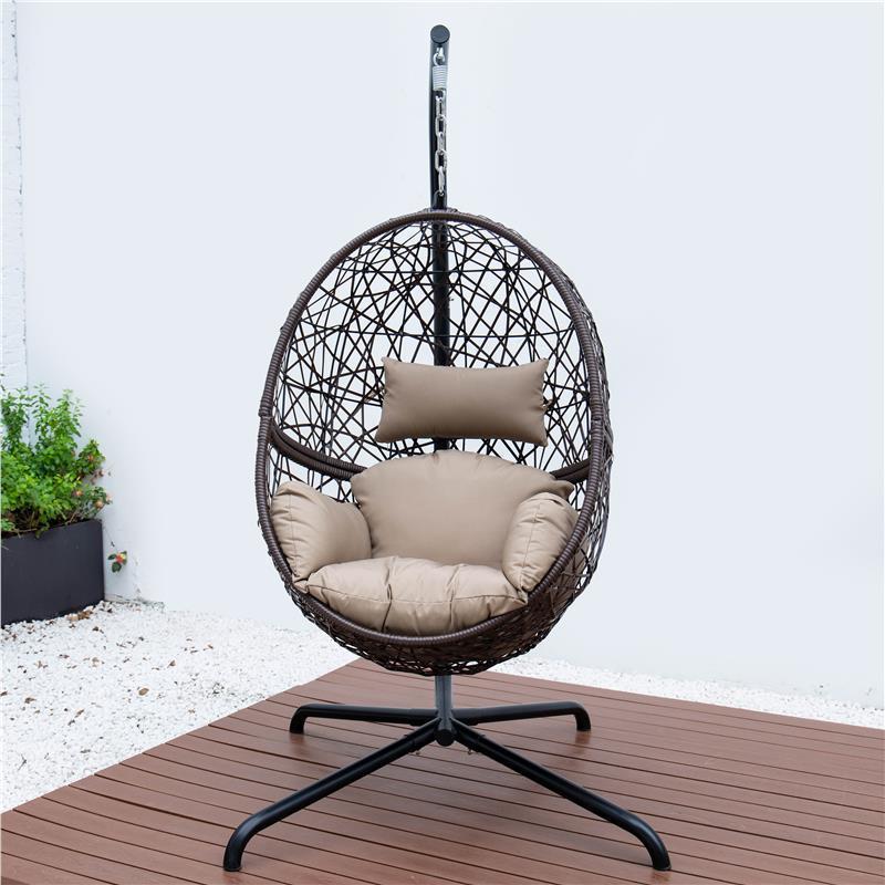 High quality Patio Outdoor Swing egg Wicker Hanging Chair with Stand