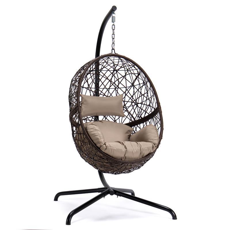 High quality Patio Outdoor Swing egg Wicker Hanging Chair with Stand