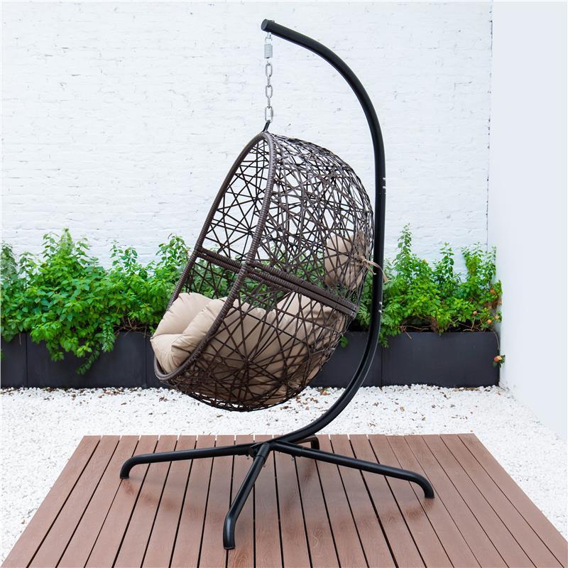 High quality Patio Outdoor Swing egg Wicker Hanging Chair with Stand