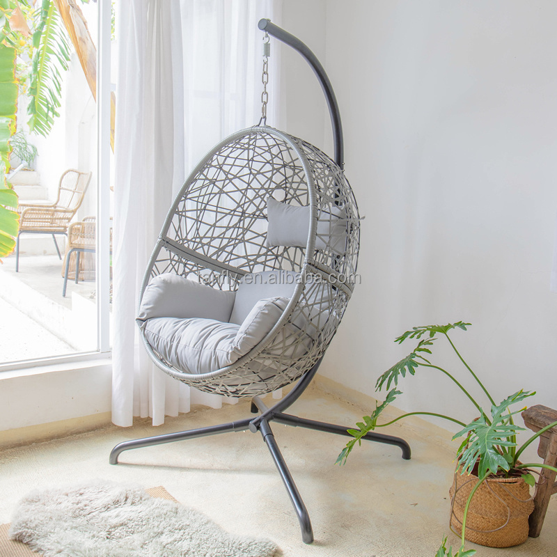 Patio Swing Chair Modern Rattan Wicker Egg Chair Outdoor Indoor Hanging Swing Chair With Stand