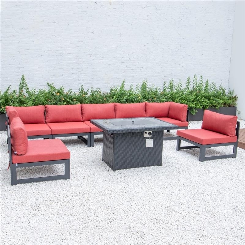 Luxury Metal Aluminum Frame sectional sofa Patio Outdoor Garden Sofa Set with fire pit table