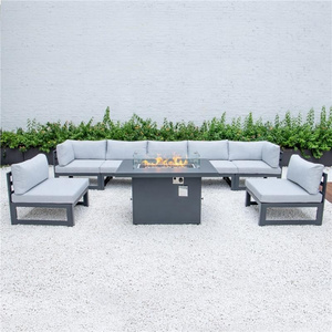 Outdoor garden couch aluminum sofa set swimming pool patio furniture set with fire pit table