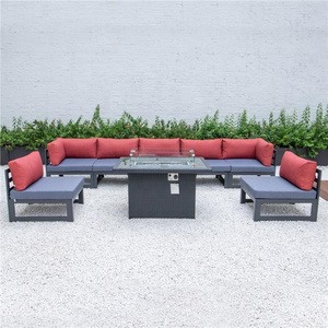 Modern sectional garden sofa patio lounge mattress modular outdoor exterior sofa with fire pit table