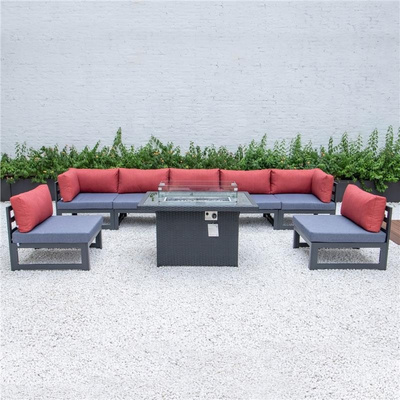 Modern sectional garden sofa patio lounge mattress modular outdoor exterior sofa with fire pit table