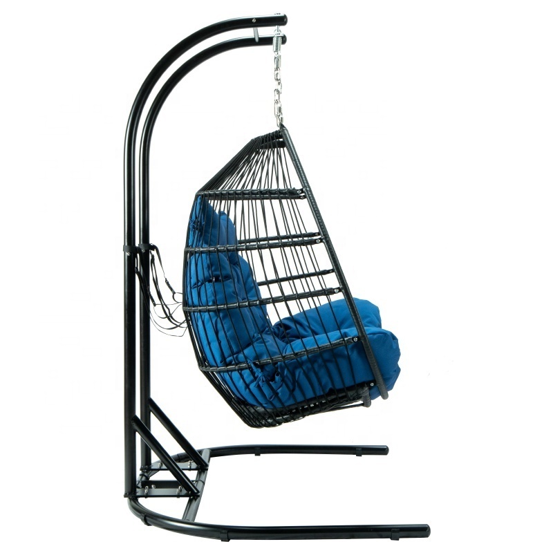 Outdoor Furniture Patio Swing Chair Foldable Garden Double Rope Hanging Egg Chair With Stand