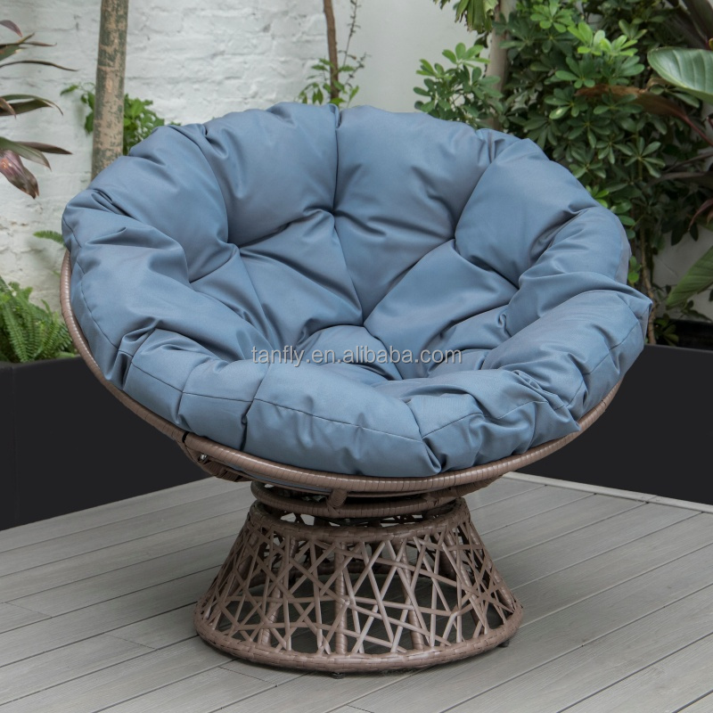 Outdoor Round  Papasan Chair With Cushion Patio Swivel Rattan Wicker Papasan Chair Ball Chair Frame