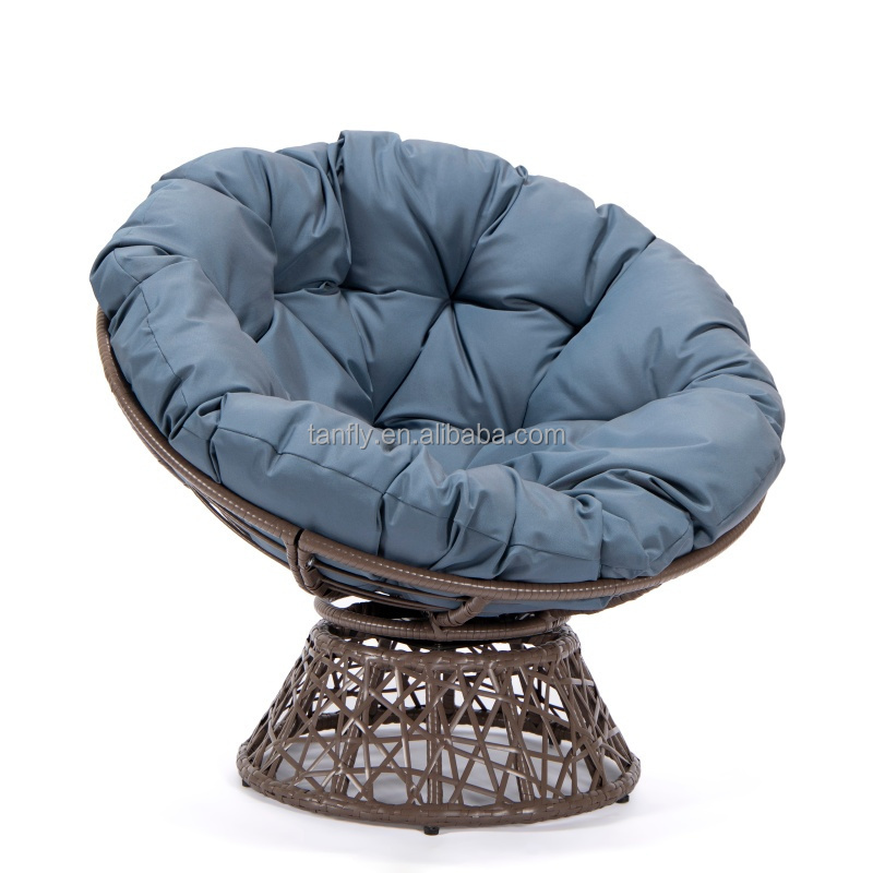 Outdoor Round  Papasan Chair With Cushion Patio Swivel Rattan Wicker Papasan Chair Ball Chair Frame