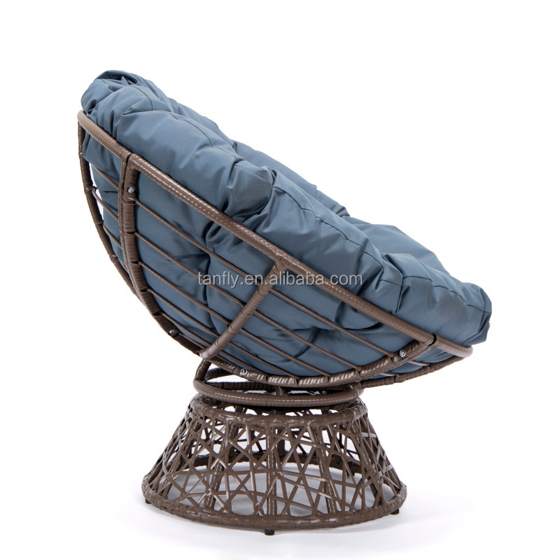 Outdoor Round  Papasan Chair With Cushion Patio Swivel Rattan Wicker Papasan Chair Ball Chair Frame