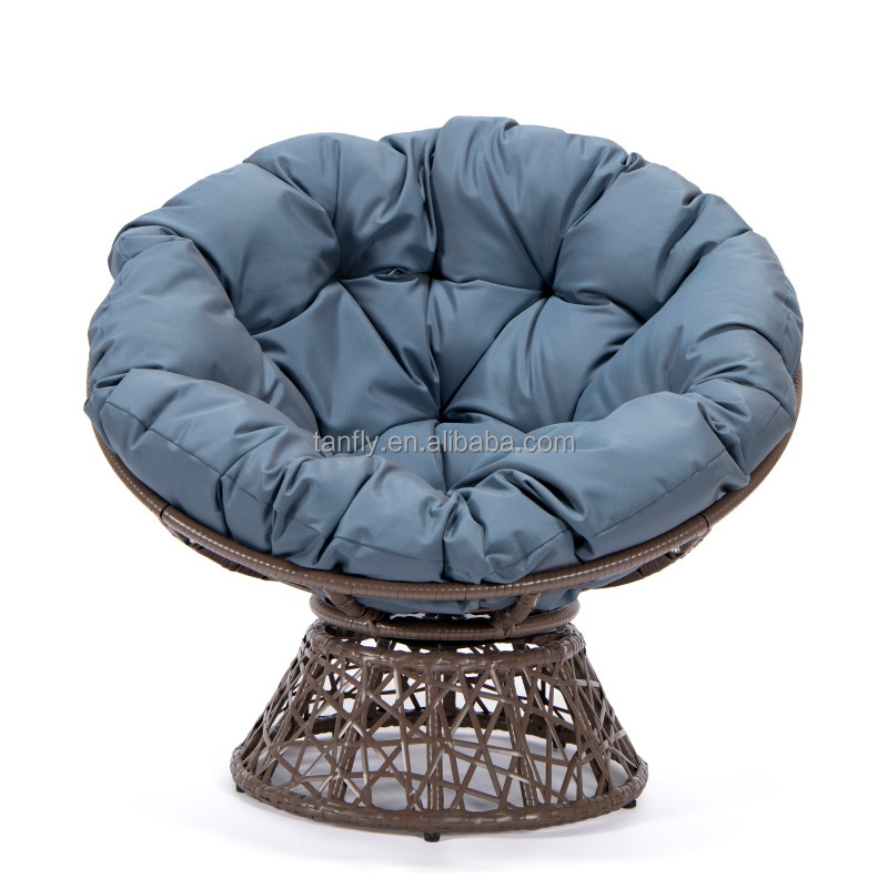 Outdoor Round  Papasan Chair With Cushion Patio Swivel Rattan Wicker Papasan Chair Ball Chair Frame