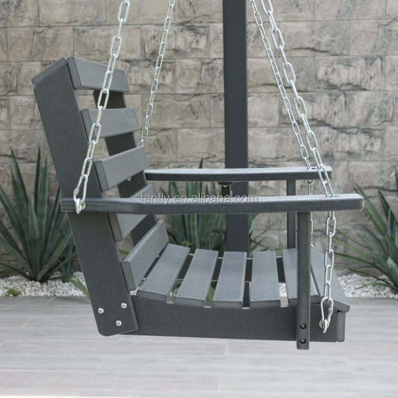 Outdoor Patio Porch Swing with Chain HDPE Bench Hammock Hanging Swing Chair HDPE