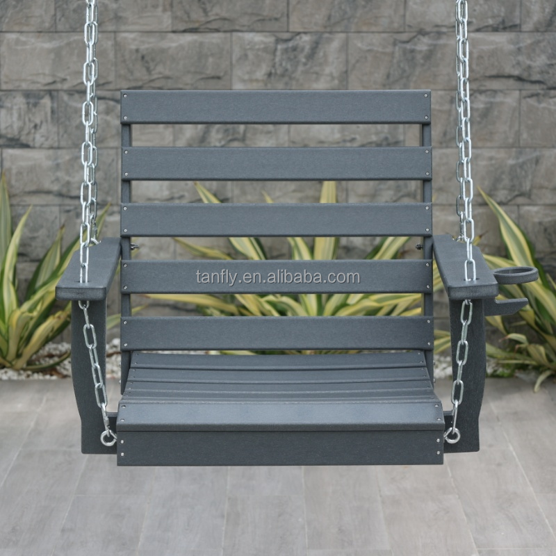 Outdoor Patio Porch Swing with Chain HDPE Bench Hammock Hanging Swing Chair HDPE