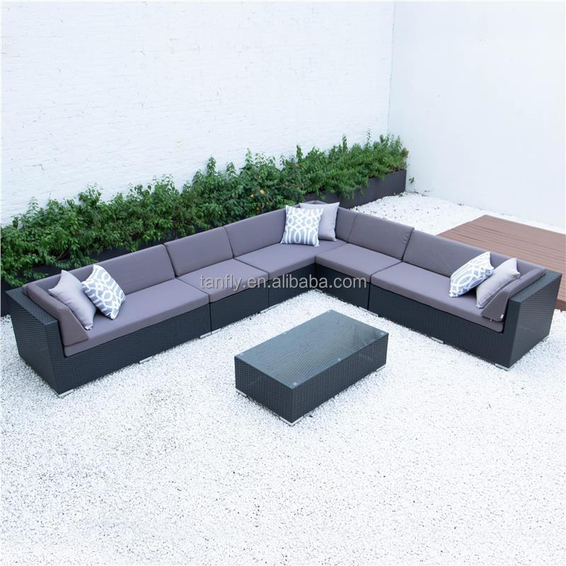 Outdoor furniture sofa sets Patio Sectional rattan sofa set brown rattan furniture with coffee table