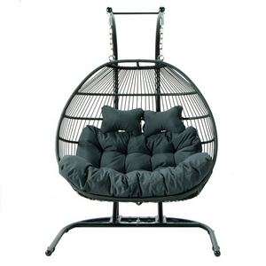 Hot sell outdoor balcony patio rattan hanging egg chair hammock swing chair with stand