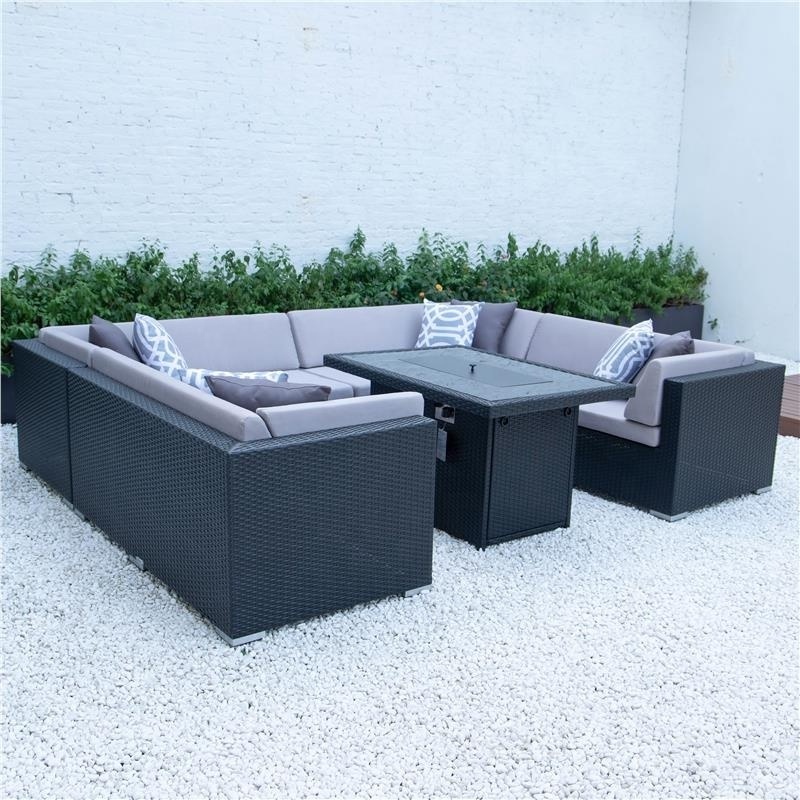 Patio Furniture Set Outdoor Wicker Rattan Garden Furniture Sofa Set with Fire Pit Table