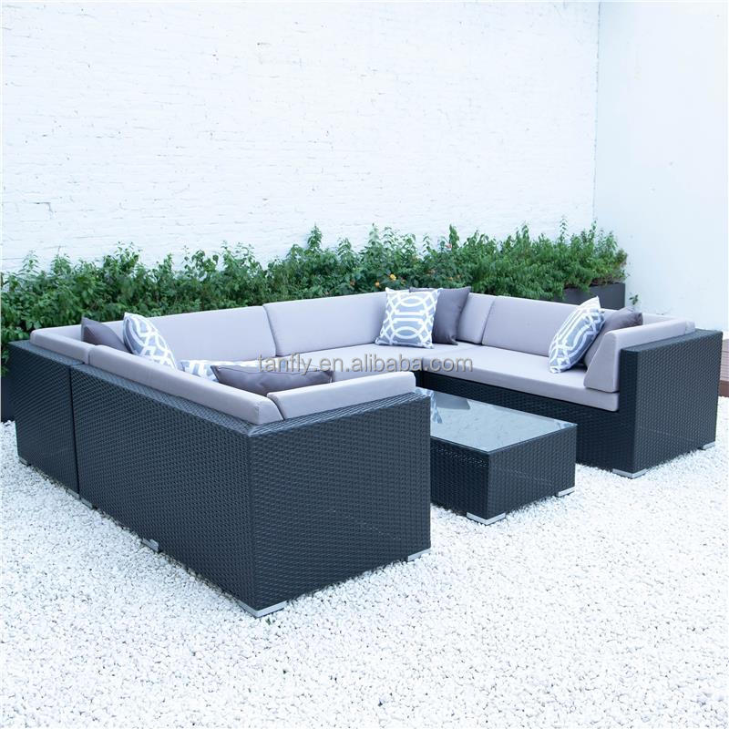 Outdoor furniture sofa sets Patio Sectional rattan sofa set brown rattan furniture with coffee table