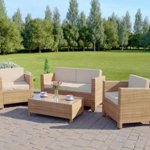 4 Seater Outdoor Garden Rattan Patio Set  Armchair and Coffee Table Set