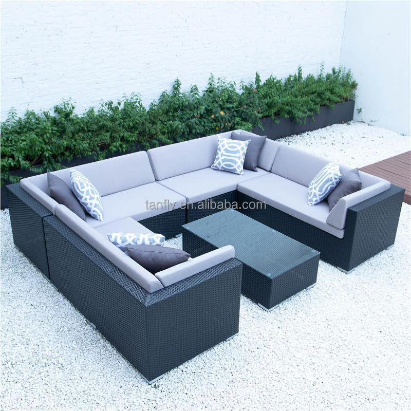 Outdoor furniture sofa sets Patio Sectional rattan sofa set brown rattan furniture with coffee table