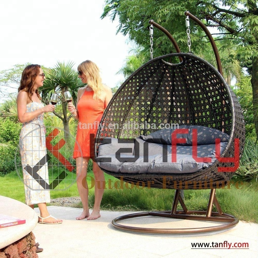 Patio Rattan Garden Wicker Outdoor Furniture Double Seater Outdoor Hammock Egg Hanging Swing Chair