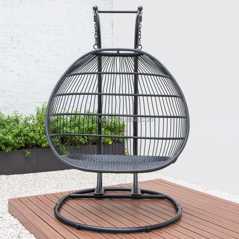 Outdoor Garden Furniture Patio Swing Chair Double Seat Hanging Egg Chair Swing With Stand