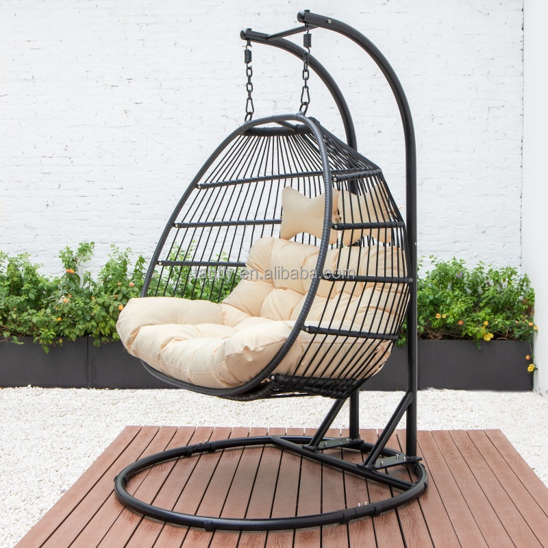 Outdoor Garden Furniture Patio Swing Chair Double Seat Hanging Egg Chair Swing With Stand