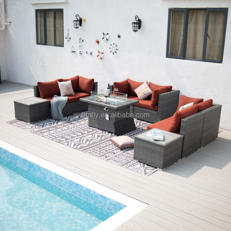 Garden Patio Rattan Wicker Furniture Sofas Outdoor L Shape Sofa Set