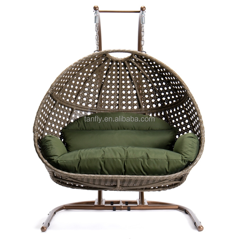 Rattan Hanging Patio Swing two seaters  Chair Garden Swing Double Swing Chair