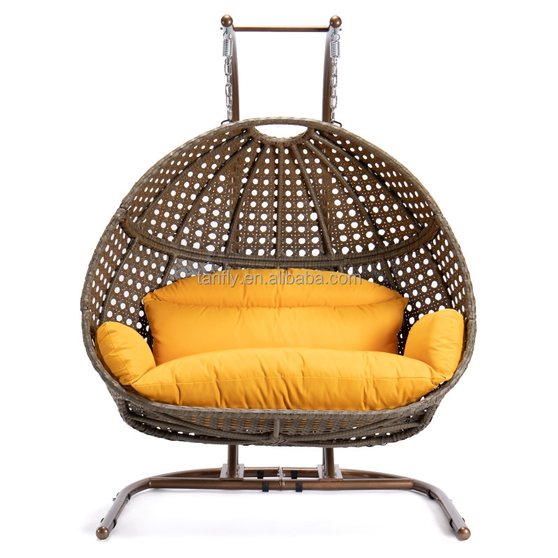 Rattan Hanging Patio Swing two seaters  Chair Garden Swing Double Swing Chair