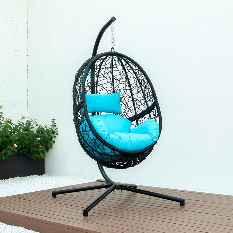 Outdoor Iron Steel Frame Powder Coated Swing Chair Hanging Chair with Stand