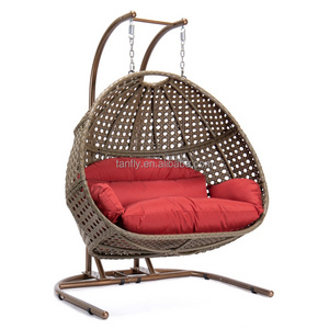 Luxury Outdoor High Quality Waterproof Single Seat Rattan Patio Swing Hanging Egg Chair