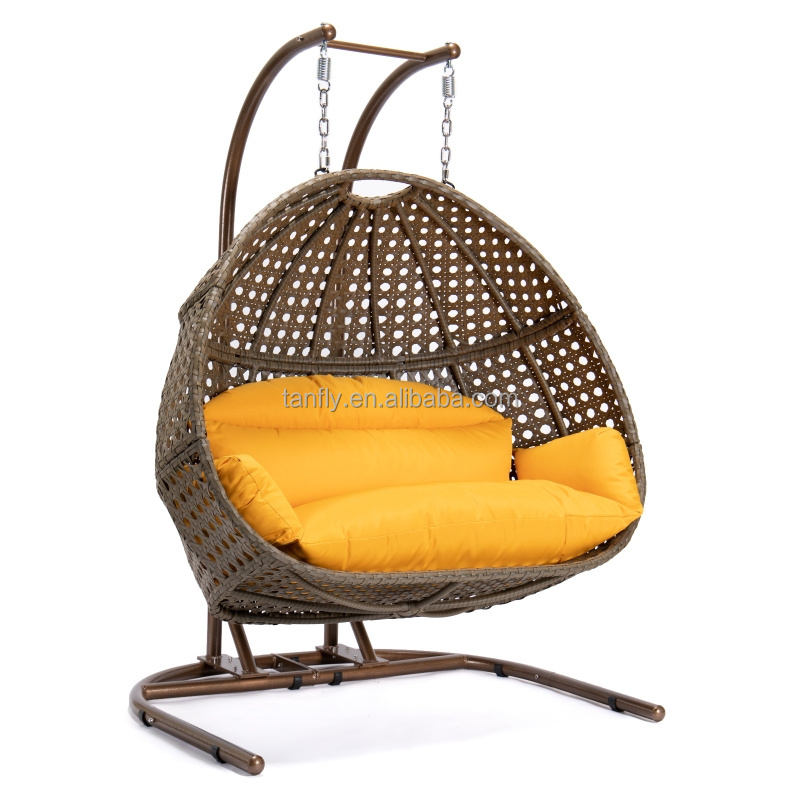 Luxury Outdoor High Quality Waterproof Single Seat Rattan Patio Swing Hanging Egg Chair