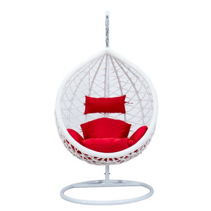 Rattan Hanging Patio Chairs Balcony Swing Hanging Egg Shaped wicker Chair White