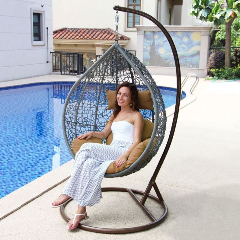 Outdoor Hammock Garden Swing Bed Rattan Hanging Egg Chair Patio Swing