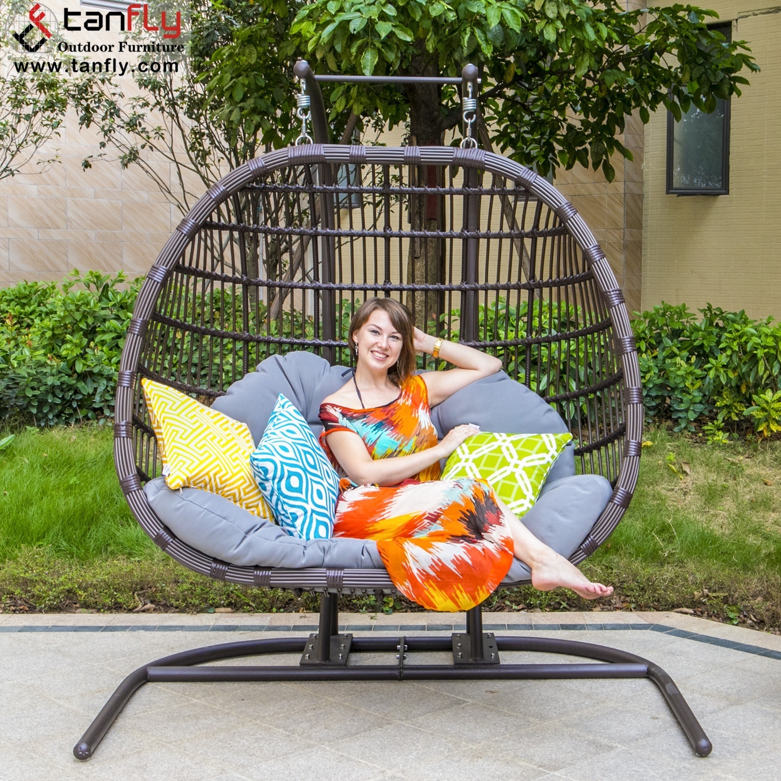 Garden Patio Furniture Set Luxury Two Seat Hanging Swing Chair Outdoor Double Egg Chair Swings