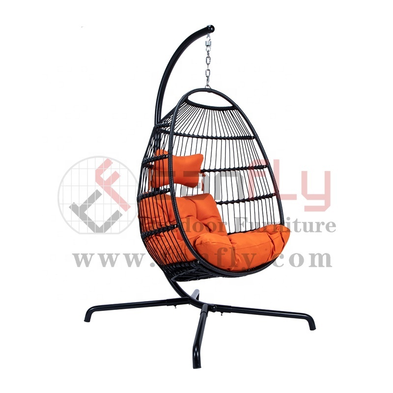 Patio Swing Hanging Chair Single Seat Outdoor Garden Egg Chair Swing with Stand