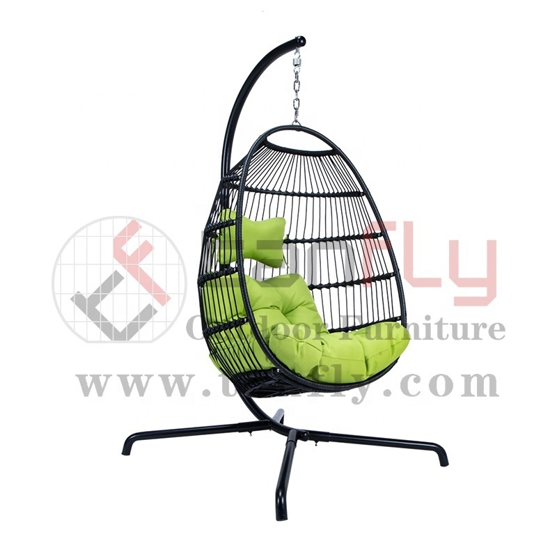 Patio Swing Hanging Chair Single Seat Outdoor Garden Egg Chair Swing with Stand