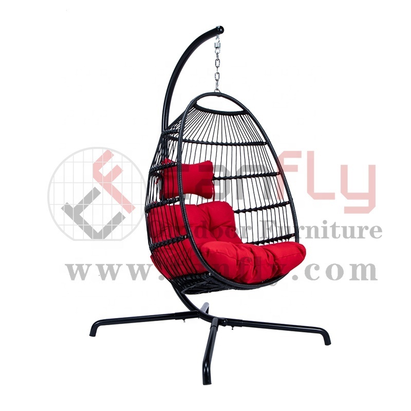 Patio Swing Hanging Chair Single Seat Outdoor Garden Egg Chair Swing with Stand