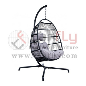 Patio Swing Hanging Chair Single Seat Outdoor Garden Egg Chair Swing with Stand