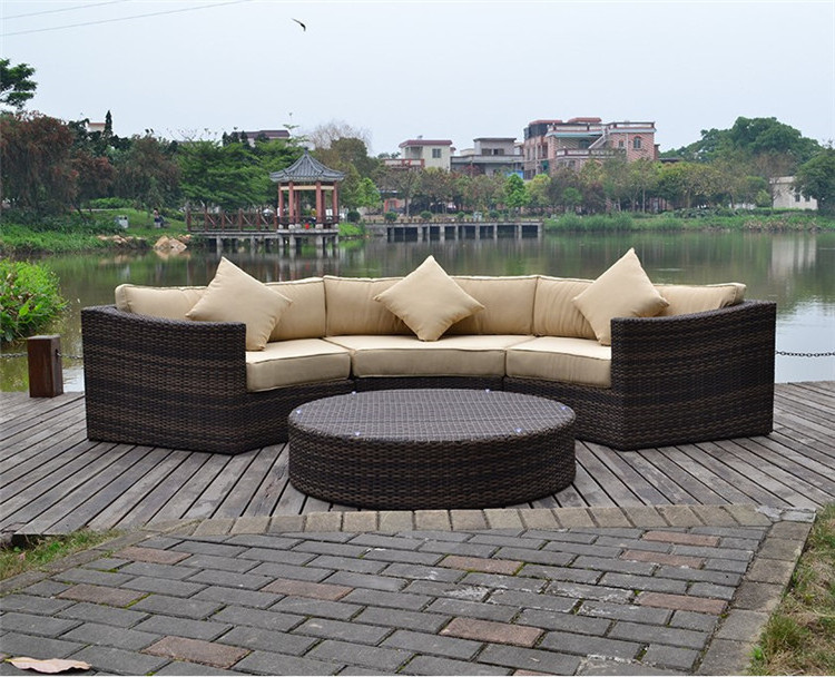 Half Moon Outdoor Sofa Garden Furniture Set Semi Circle Rattan Patio Furniture Sofa Sets